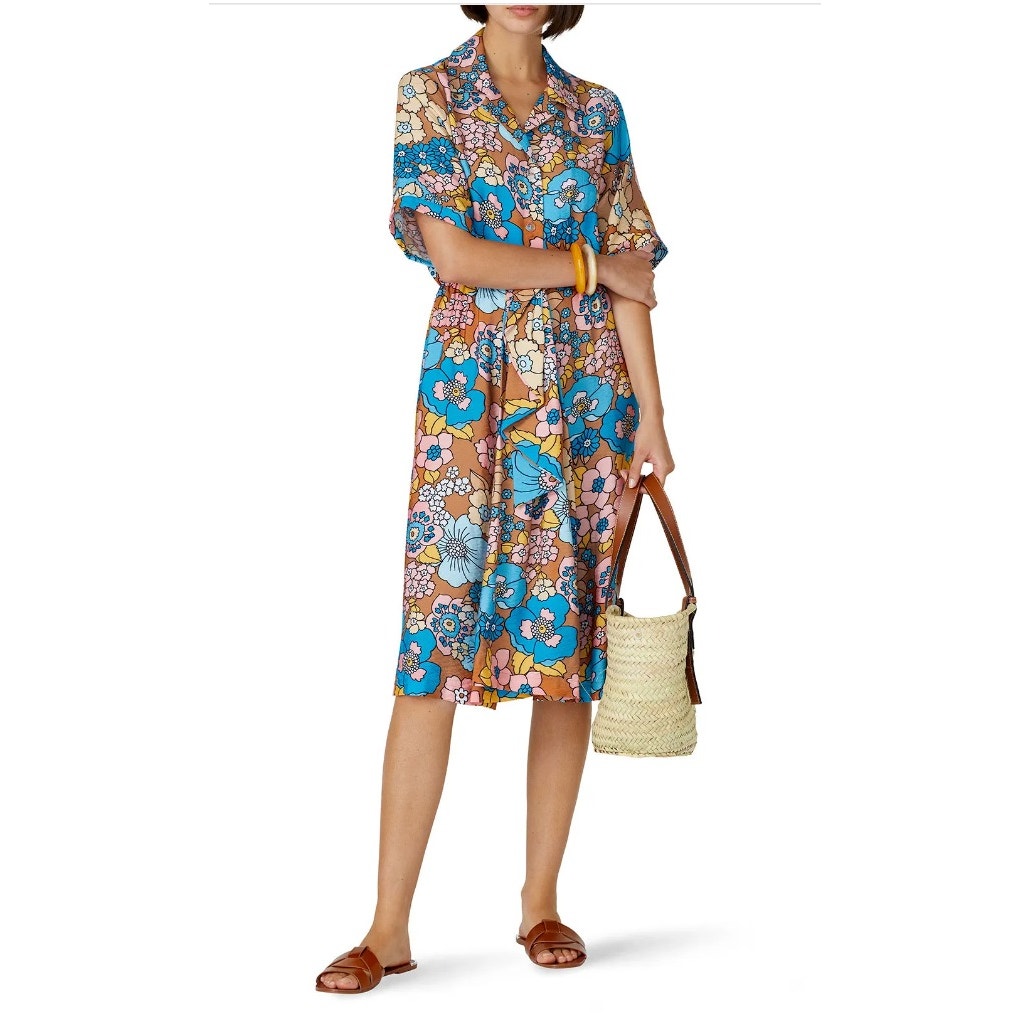 Dodo Bar Or Nancy Midi Shirt Multicolor Floral Printed Multicolor Size Small