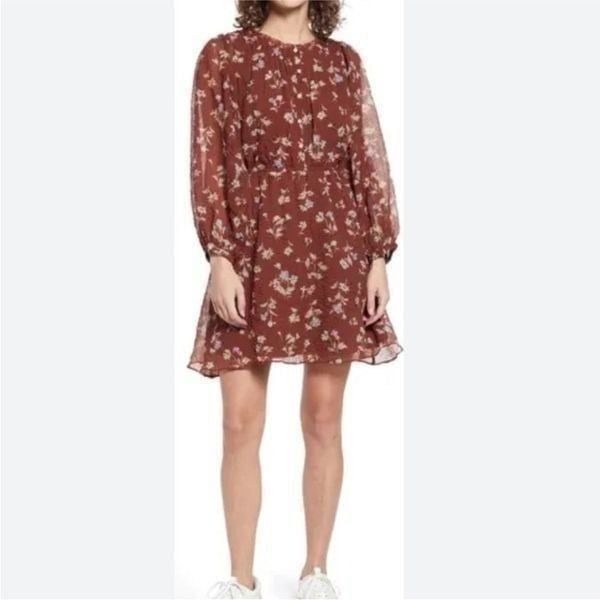 NEW Madewell Norma Rae Brown Floral Print mini dress | Size 3X
