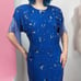 Vintage 80s Blue Sequin & Beaded Fringe Party Dress