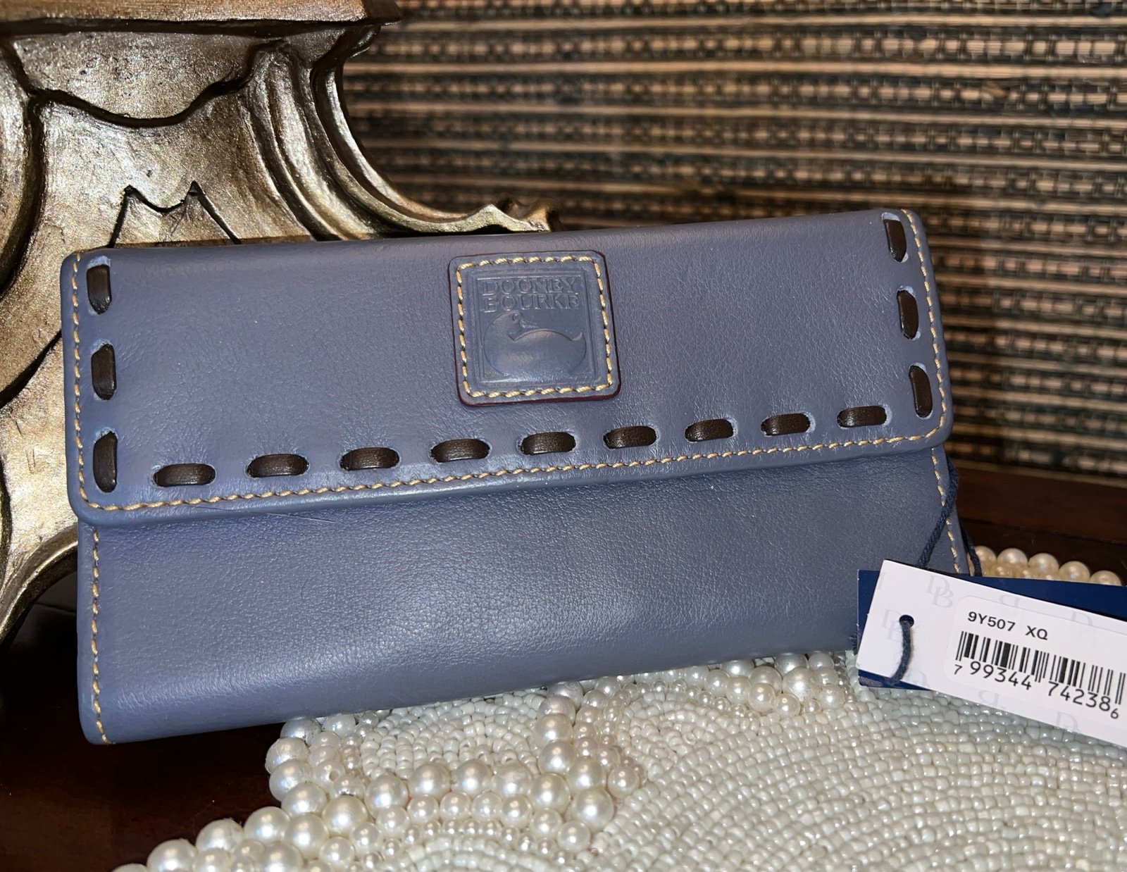 NWT Dooney & Bourke Florentine Continental Clutch Wallet, Steel Blue