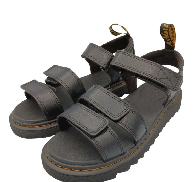 Dr. Martens KLAIRE Y Black Leather Strappy Ankle Strap Sandals Size 5L