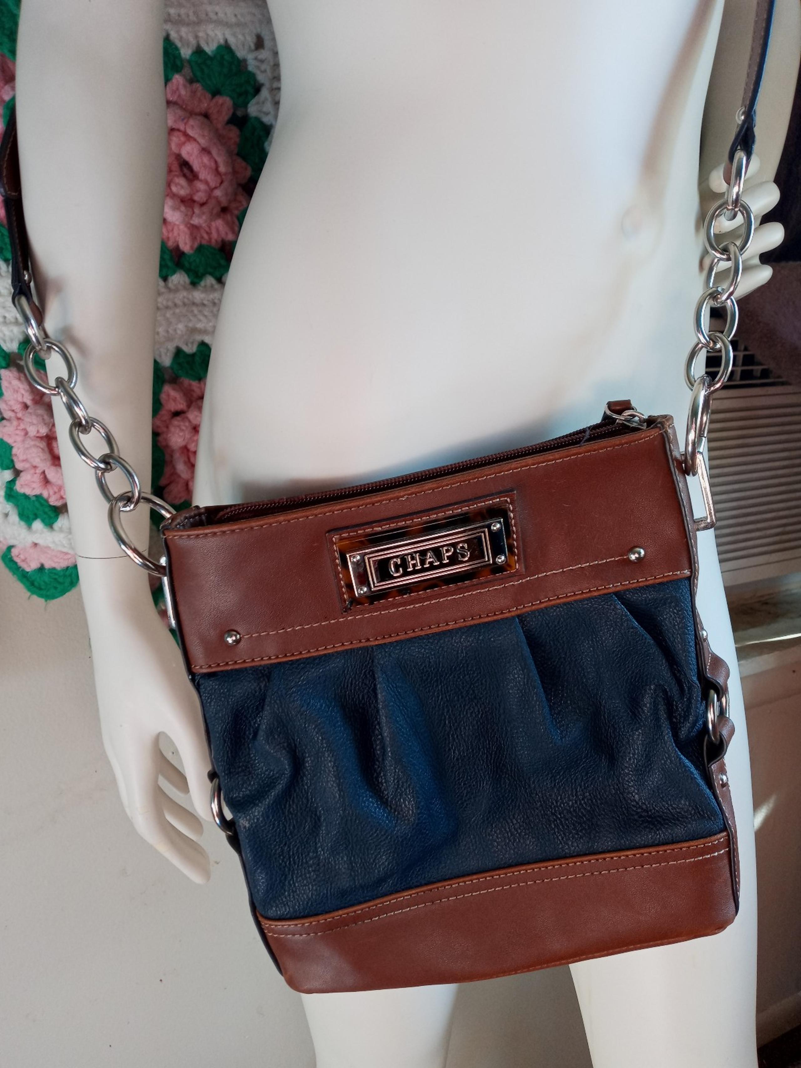 Chaps Crossbody Bag Purse Blue and Black Adjustable Strap 9" x 8"