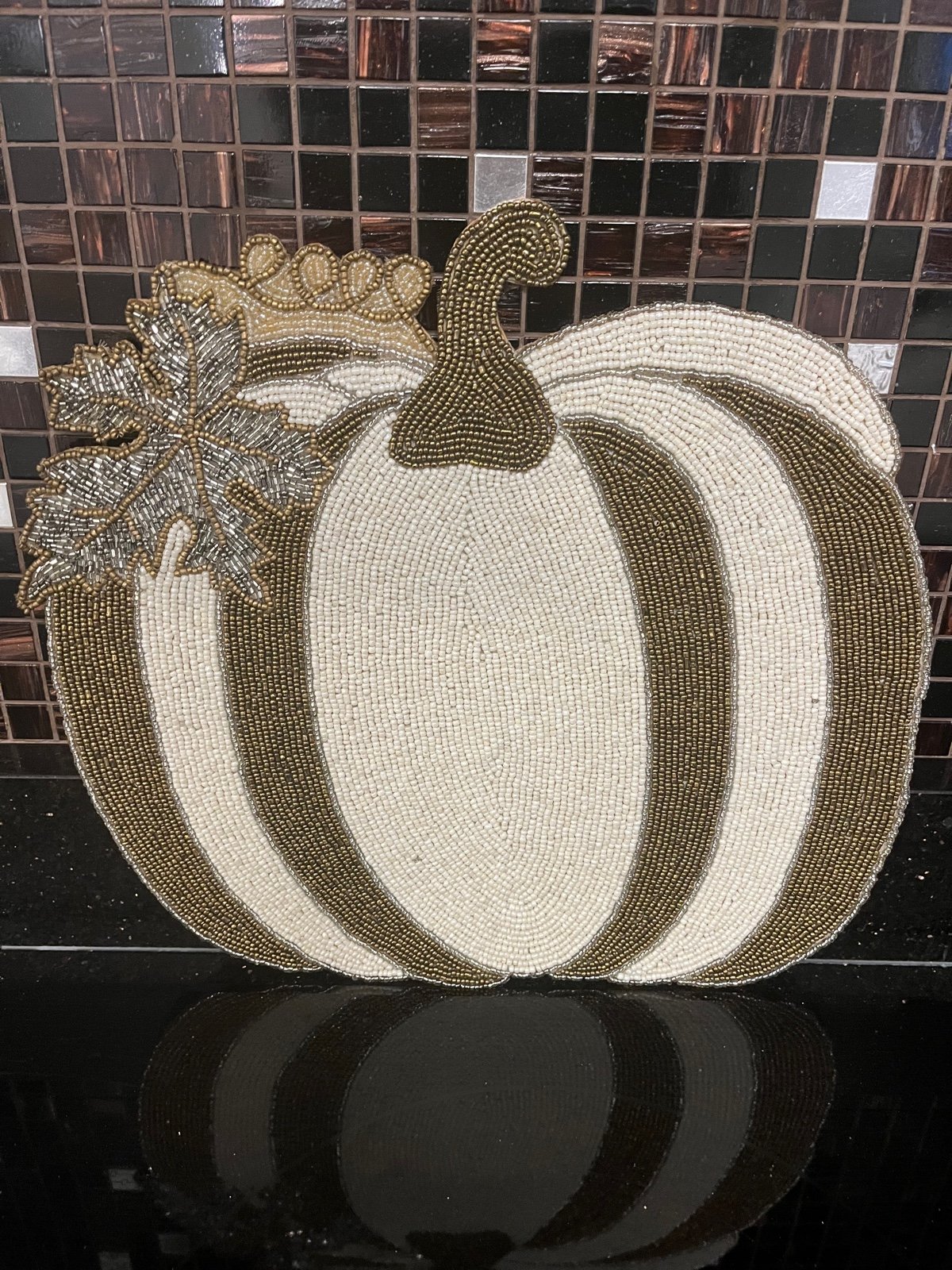 Beaded Pumpkin Harvest Table Placemat