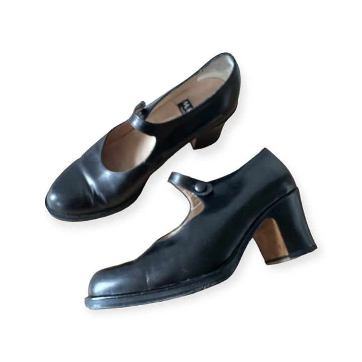Vintage Y2K/90s, Mare (Italian) Black Leather Maryjane Heels, Size 38EU