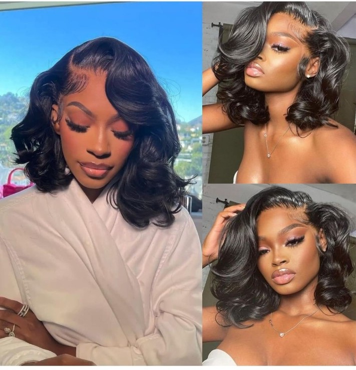 Body wave human hair 16in wig