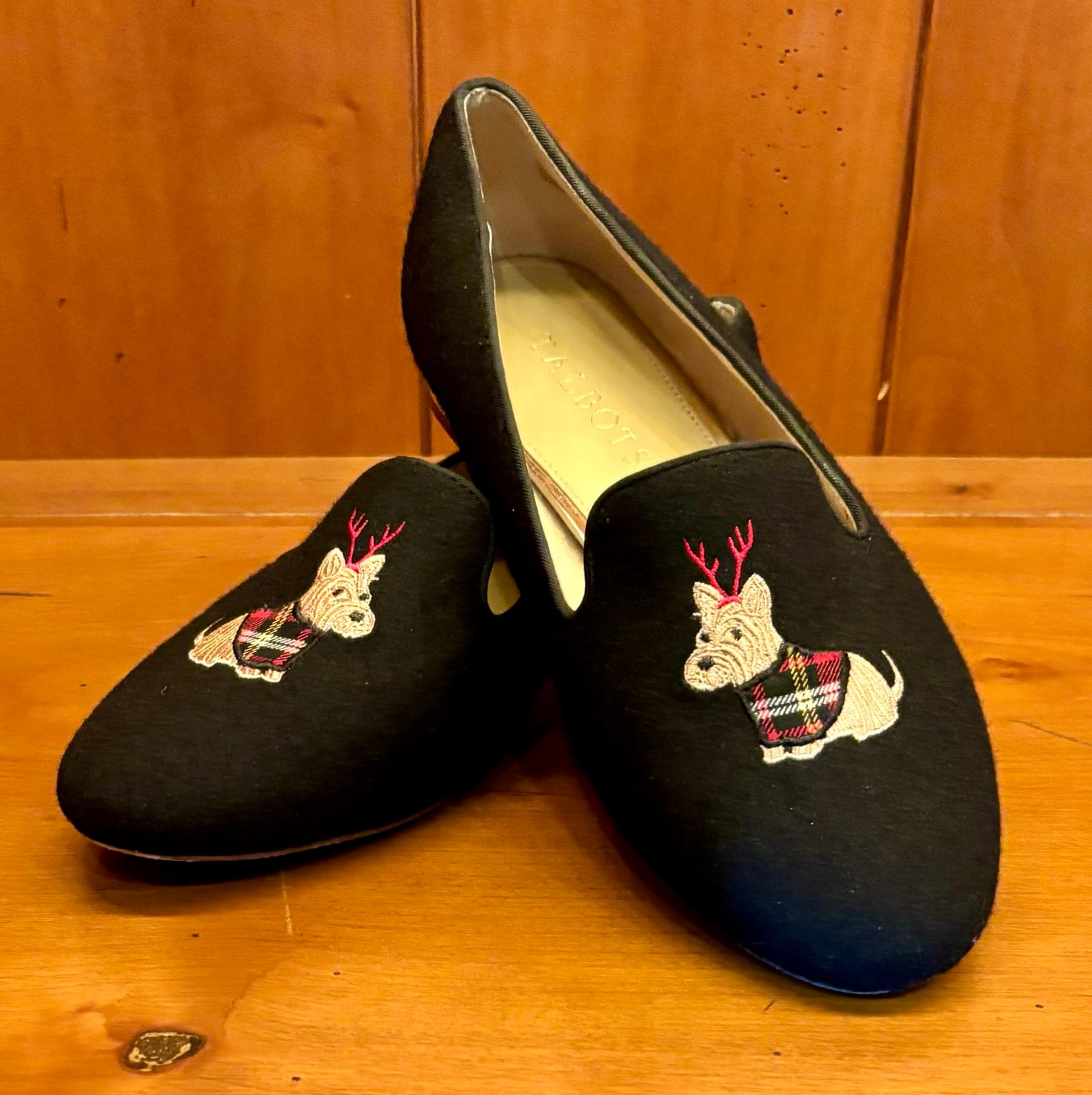 Adorable Talbots Wool Loafers with Embroidered Yorkie Dog