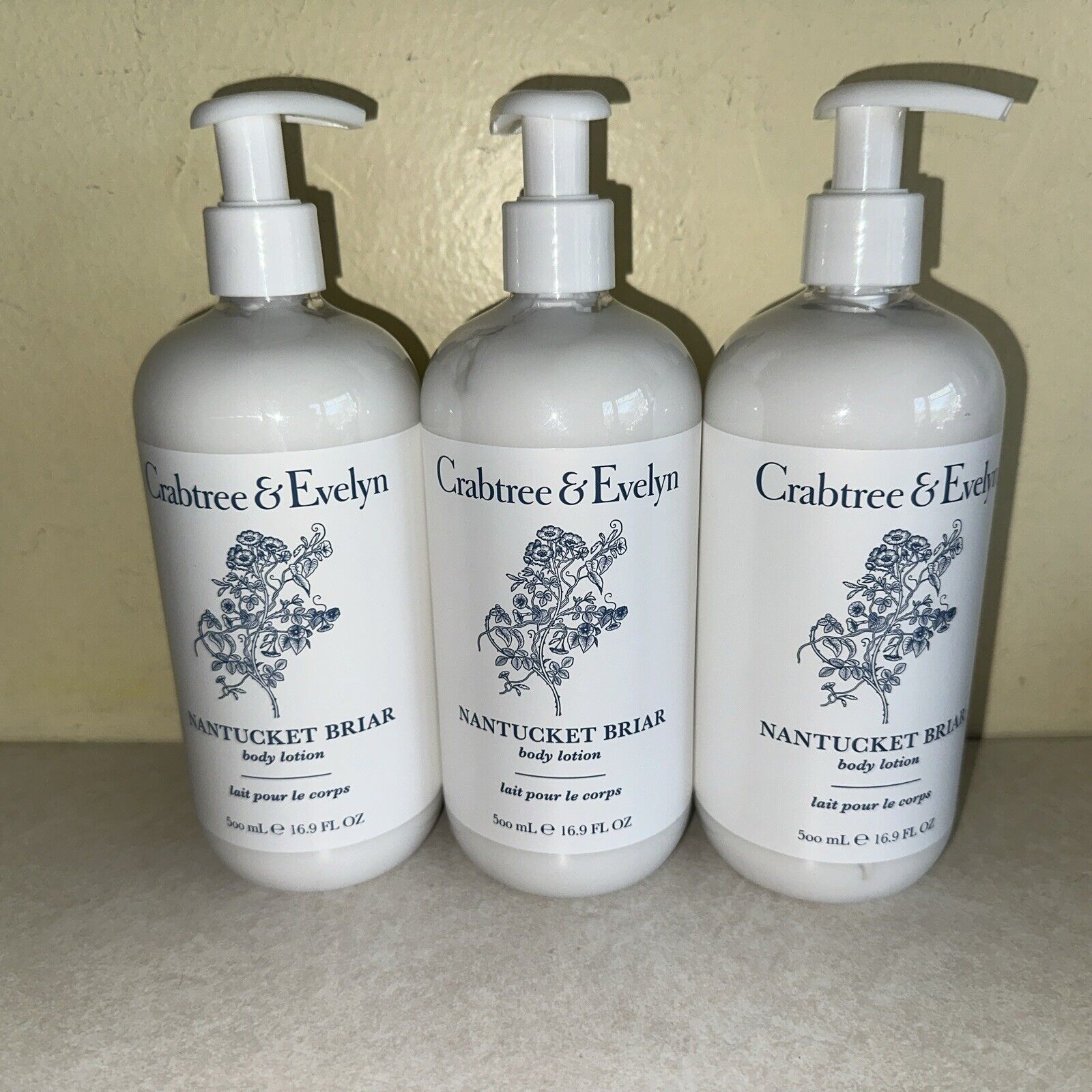 LOT OF 3 Crabtree & Evelyn NANTUCKET BRIAR Body Lotion 16.9 fl oz FREE SHIPPING