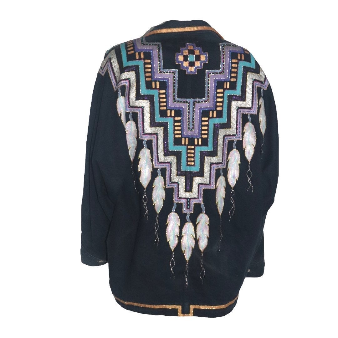 Mary Ann Nibbelink Sundance Vintage Handpainted Denim Jacket Medium Southwest