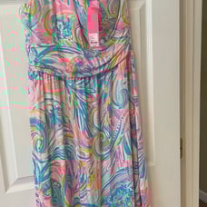 Lilly Pulitzer Mooney Midi Dress Multi Carnivale Coral size L