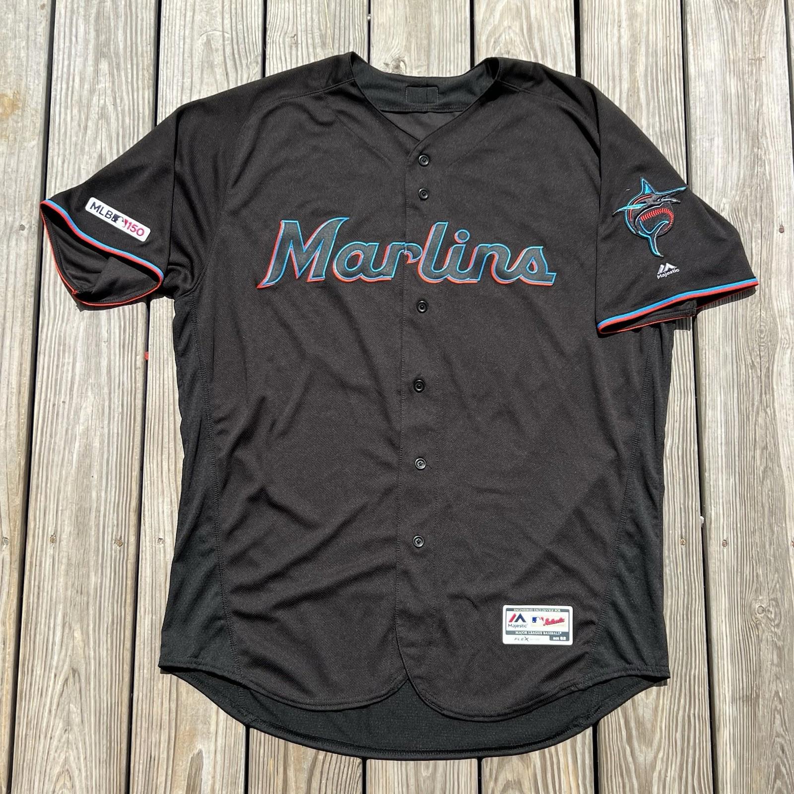 Mens Authentic Majestic Miami Marlins Flex Jersey #21 Curtis Granderson Size 52