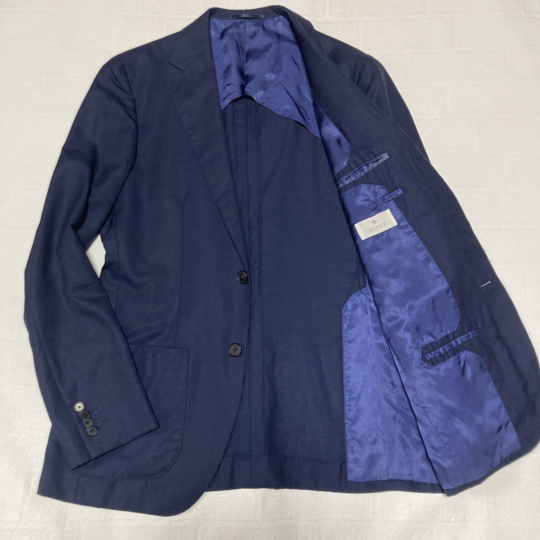 Excellent Condition | High-End | EDIFICE | Loro Piana | Silk Blend Navy Jacket | Size 44