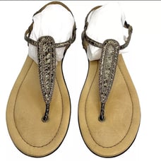 Frye Dani Beaded Leather Thong Sandals Size 9.5 M Boho Flat Summer Shoes