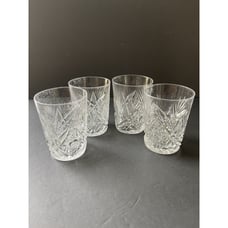 Vtg. Cut Crystal Double Old Fashioned Glasses Tumblers Barware (4) MCM Cocktail