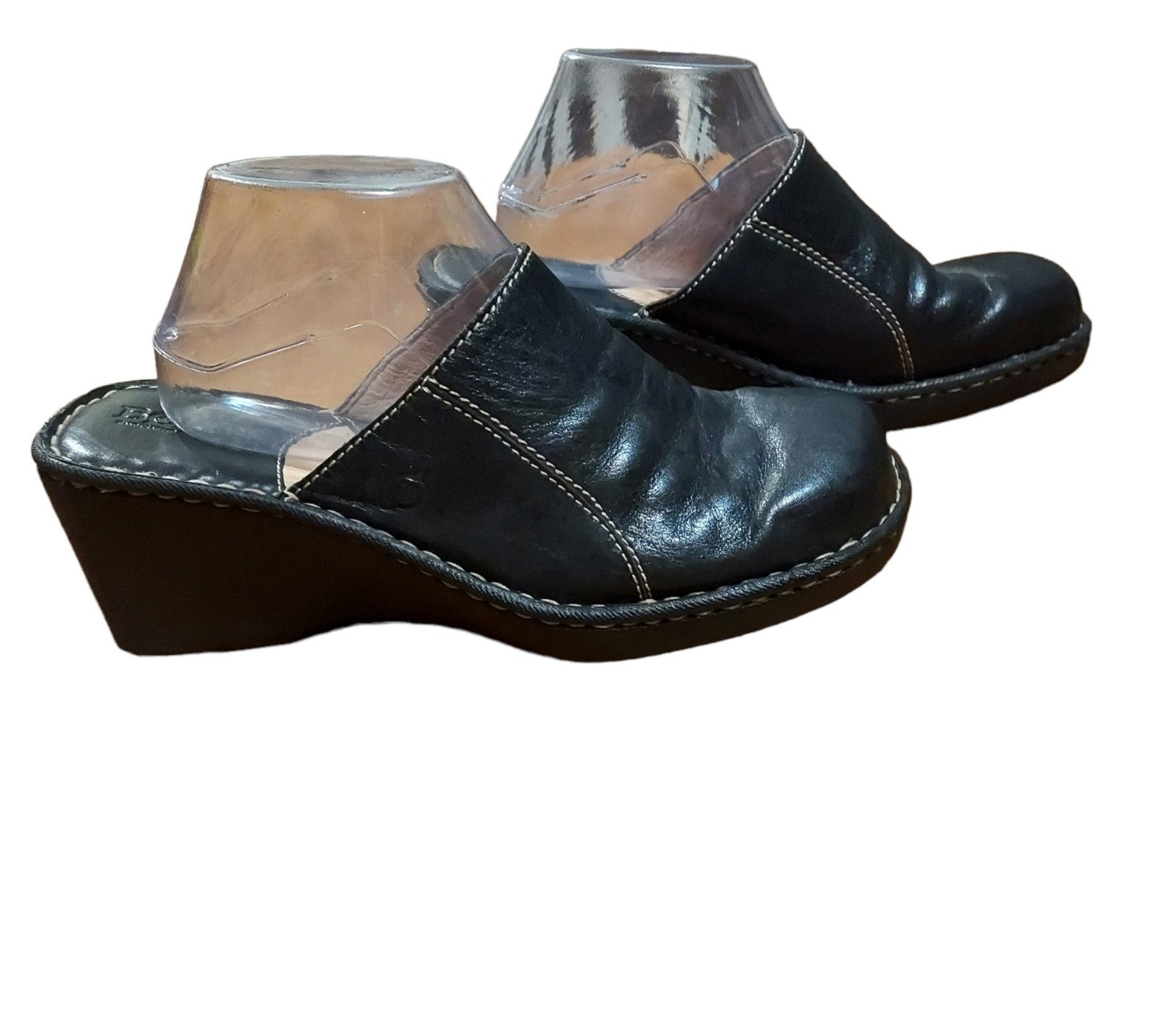 Born Clogs 11 Slipon Shoes Black Leather Heels 3 Business Casual Work Nursing.