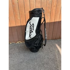 Titleist Vintage Black/White/ Gold Trim Faux Leather Staff Golf Bag - Three Way