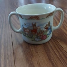 Vintage Royal Doulton 1936 Bunnykins fine china double handle cup