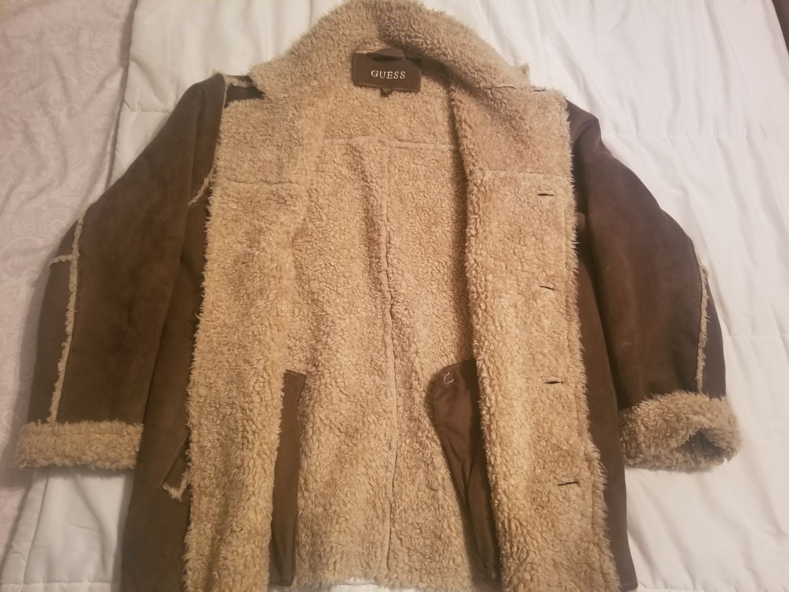 Guess Fur Faux Coat Mens Size Medium