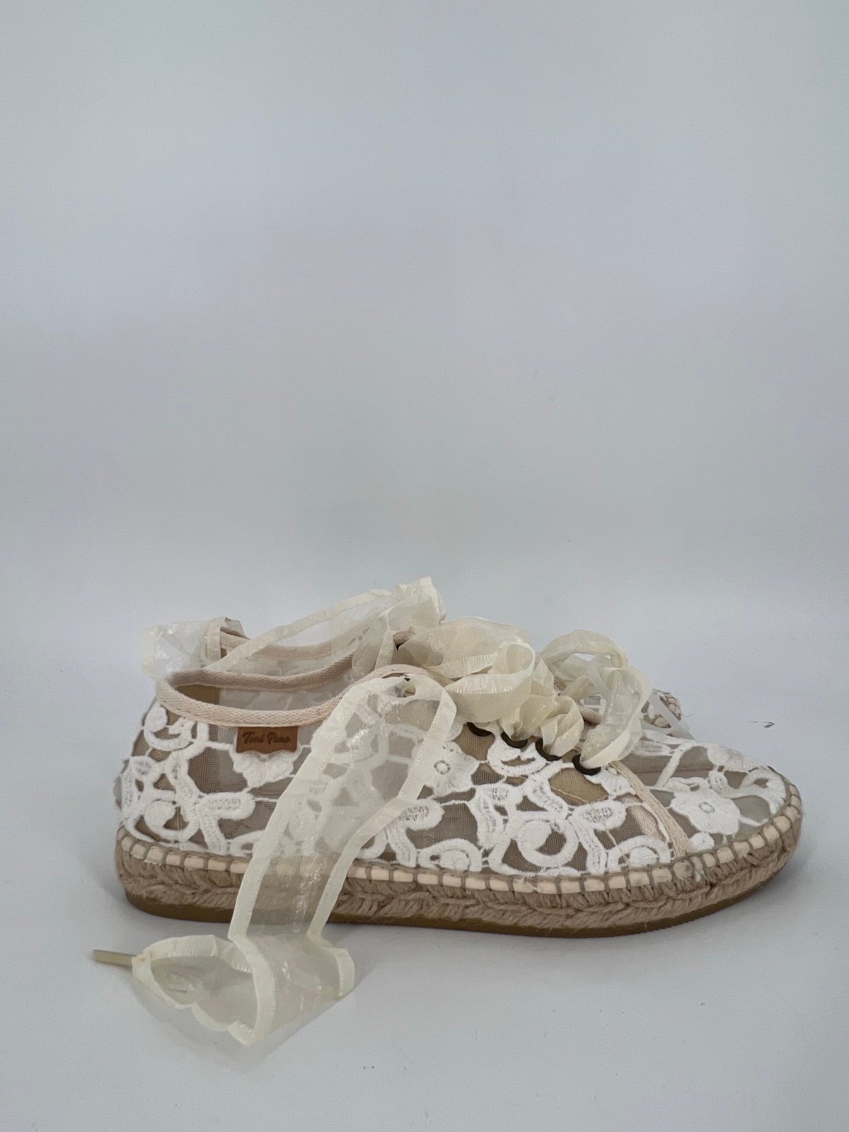 Toni Pons Far Floral Embroidered Ribbon Lace Espadrille Sneakers In Ecru Fabric