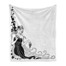 Woman Holds Grape Ambesonne Feminine Soft Flannel Fleece Throw Blanket Plush for