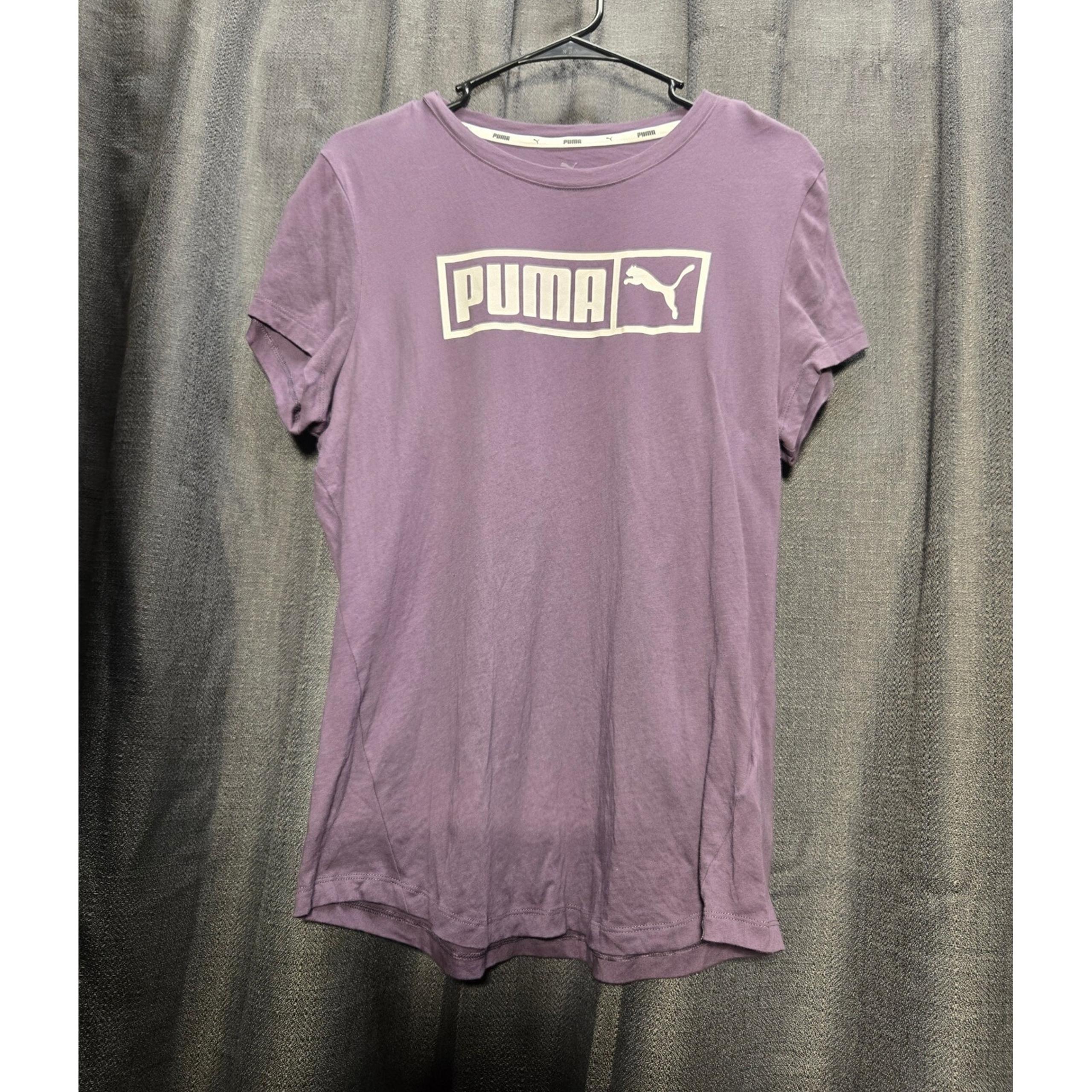 Puma Graphic Logo T-Shirt Athletic Activewear Top Purple Women's Size M