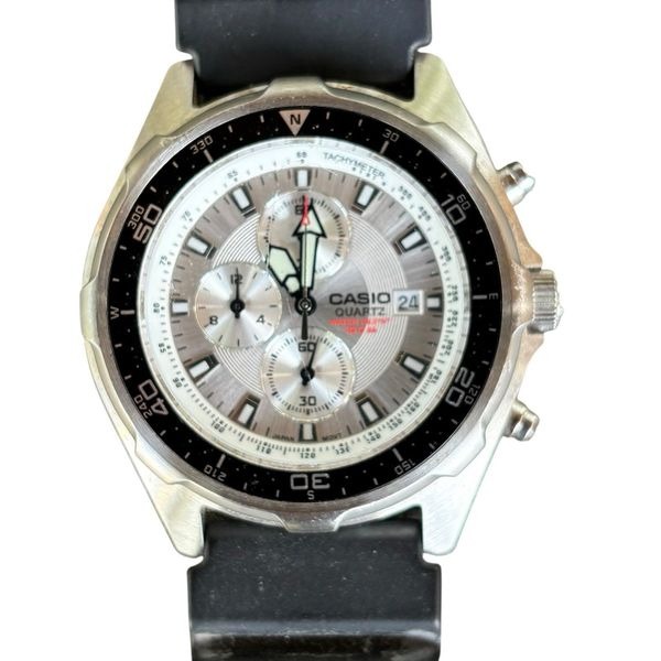 Casio Men AMW-330 Chrono Diver 2328 Black Rubber Quartz Analog Watch 8 1/4