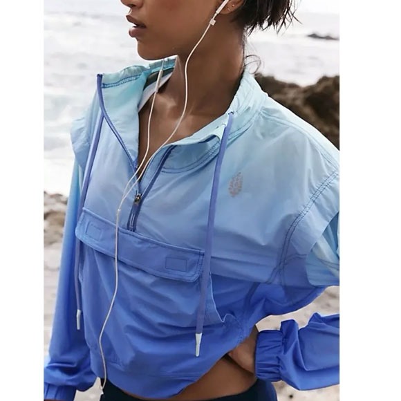 Free People Movement Ombre Backspin Quarter Zip Top Pullover