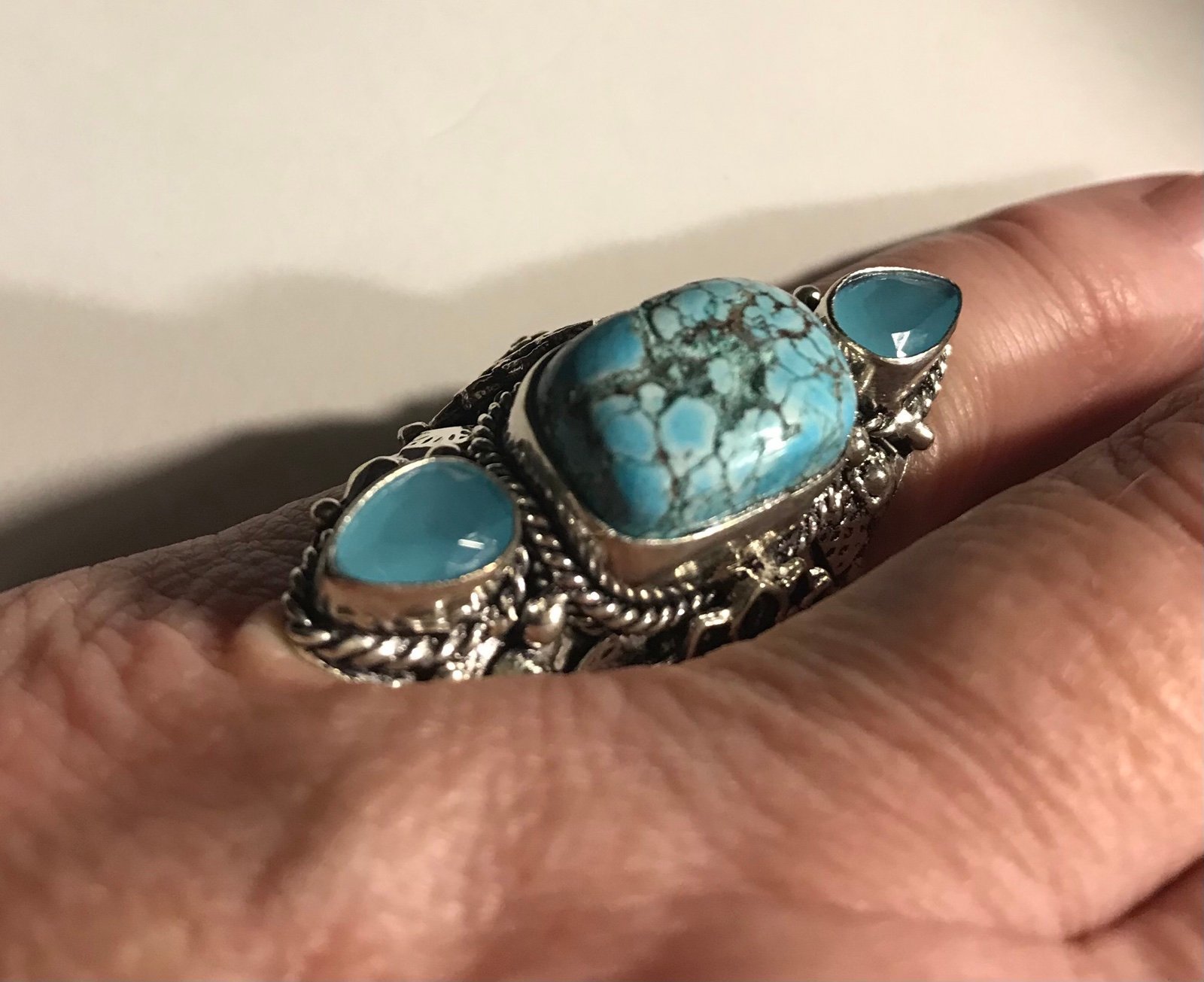 Chalcedony Turquoise 925 Sterling Silver Ring