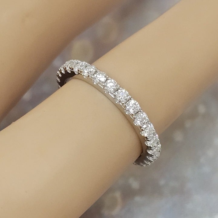 2mm Round Moissanite Eternity Band Ring Wedding Band 925 Sterling Silver