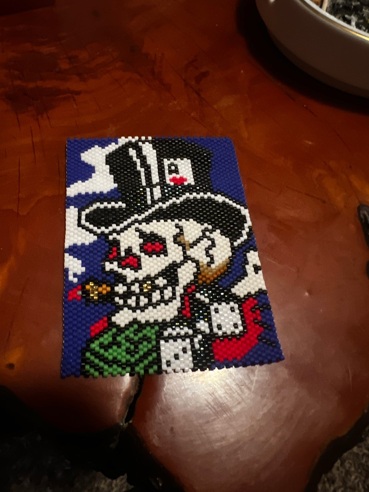 Peyote stitch Ed Hardy emblem