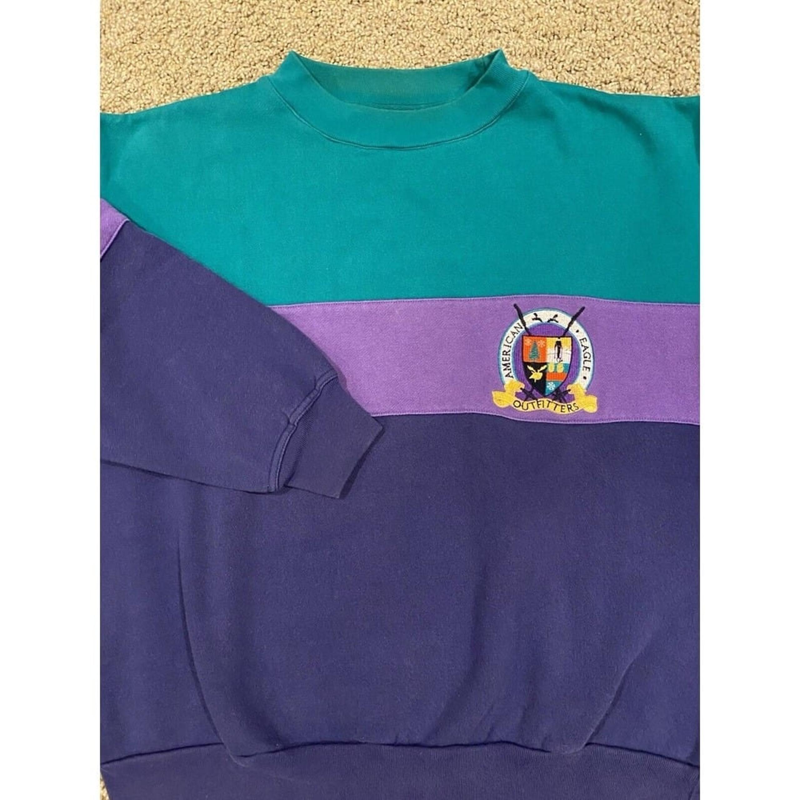 Vintage Outfitters Sweatshirt Men's Medium Purple Colorblock - American Eagle