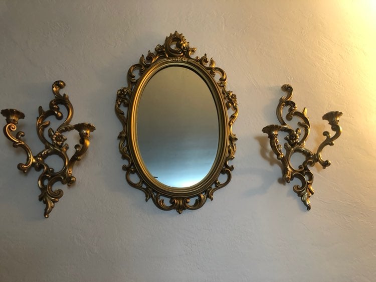 Gold ornate syroco wall mirror