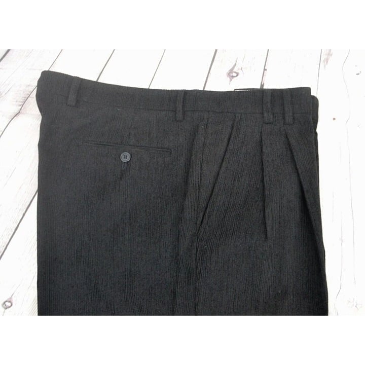 ST. CROIX Men's Pleated & Cuffed Corduroy Dress Pants SIZE 38/31 Black ITALY