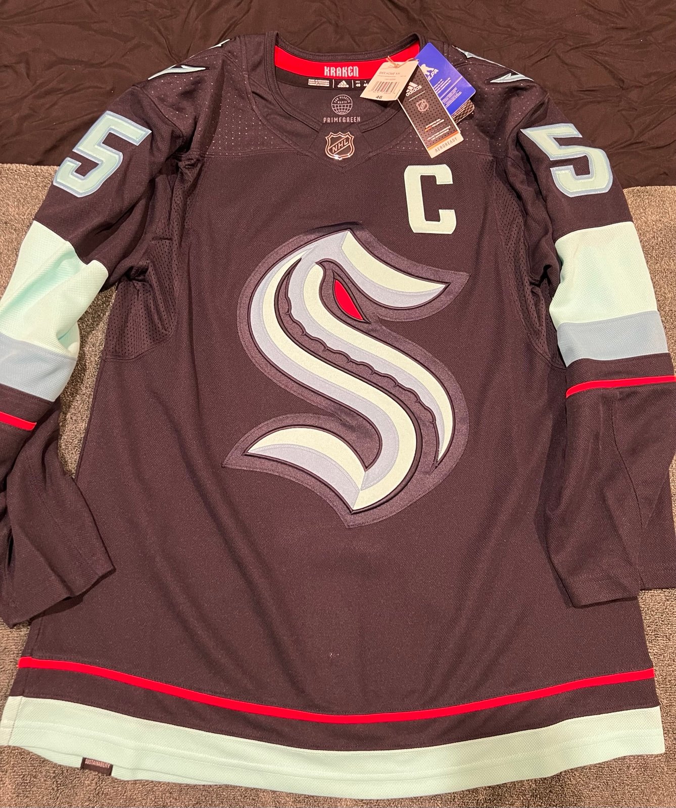 Adidas Home Seattle Kraken Mark Giordano #5 Primegreen Authentic NHL