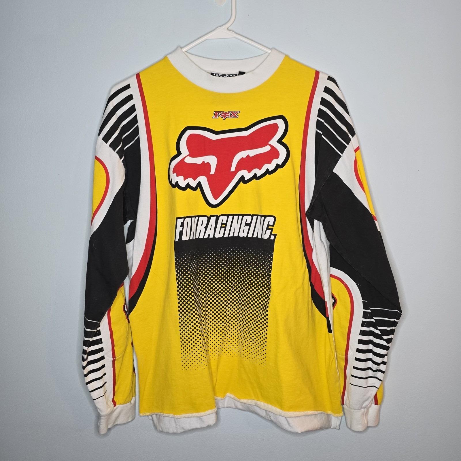 Vintage Fox Racing Motocross Jersey Mens M Yellow RARE 90s Y2K