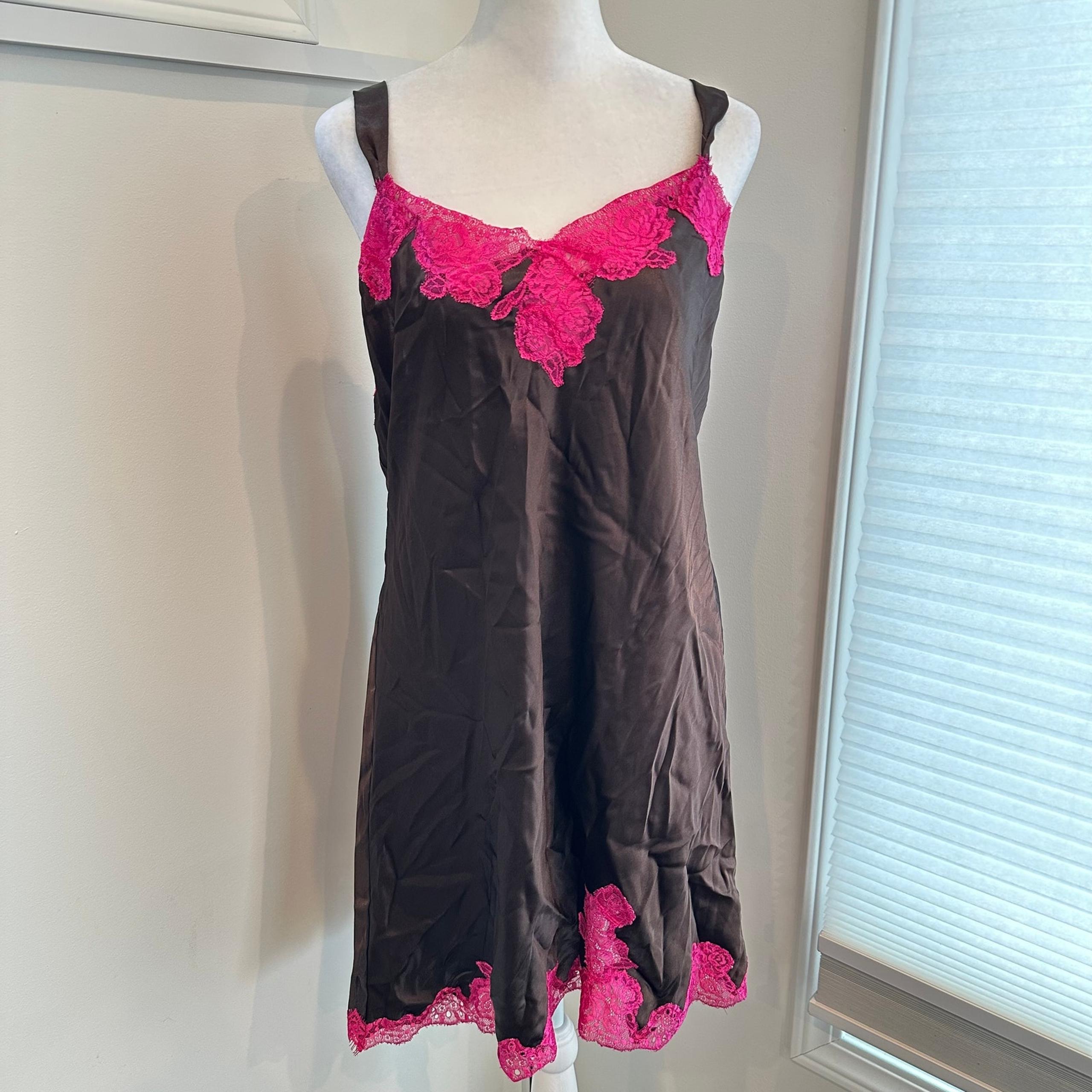 Morgan Taylor Intimates Large Sexy Brown Pink Lace Romantic Lingerie Nighty