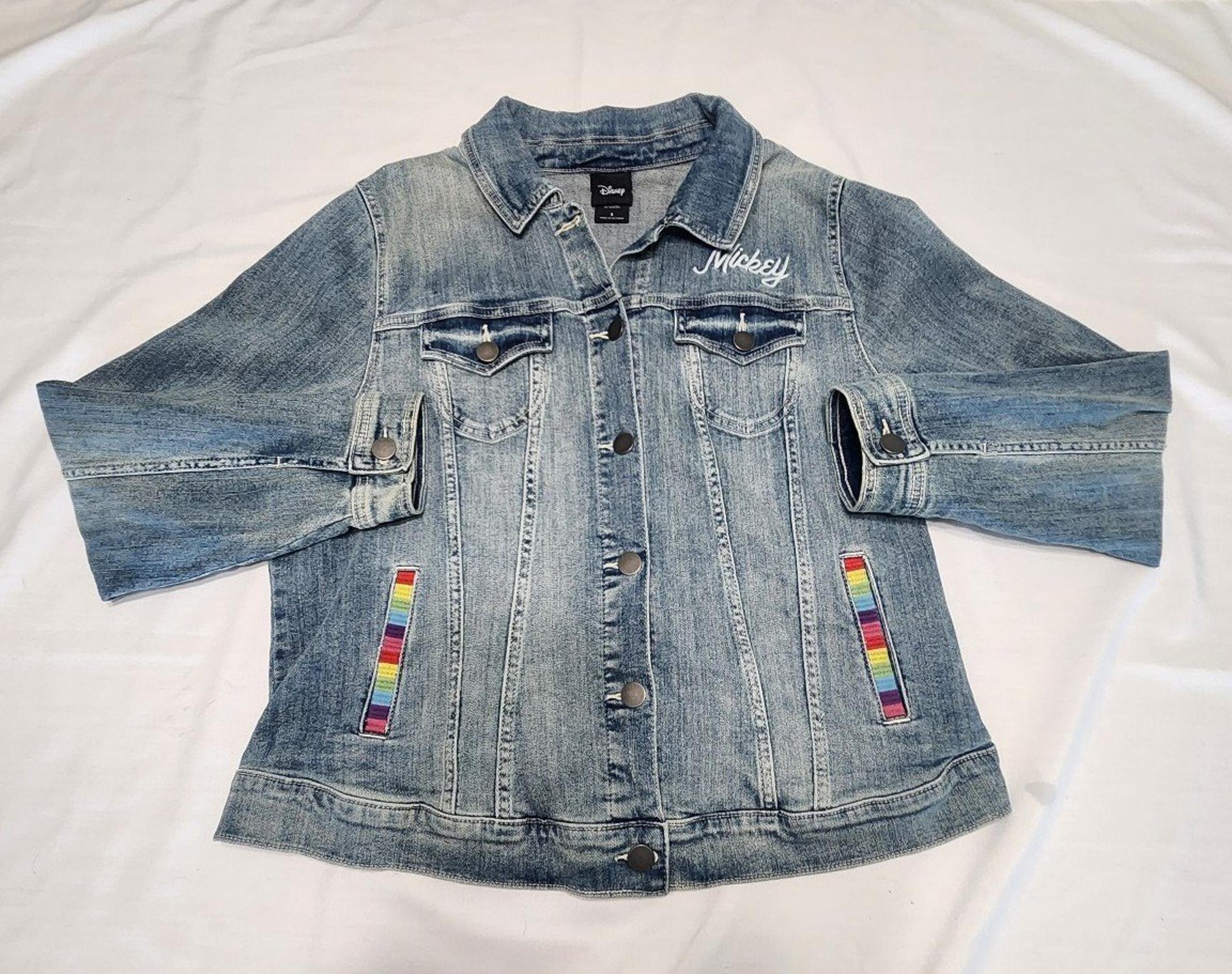 Torrid Disney Mickey Mouse Women's Denim Rainbow Patch Jacket Sz 2, New w Tags!