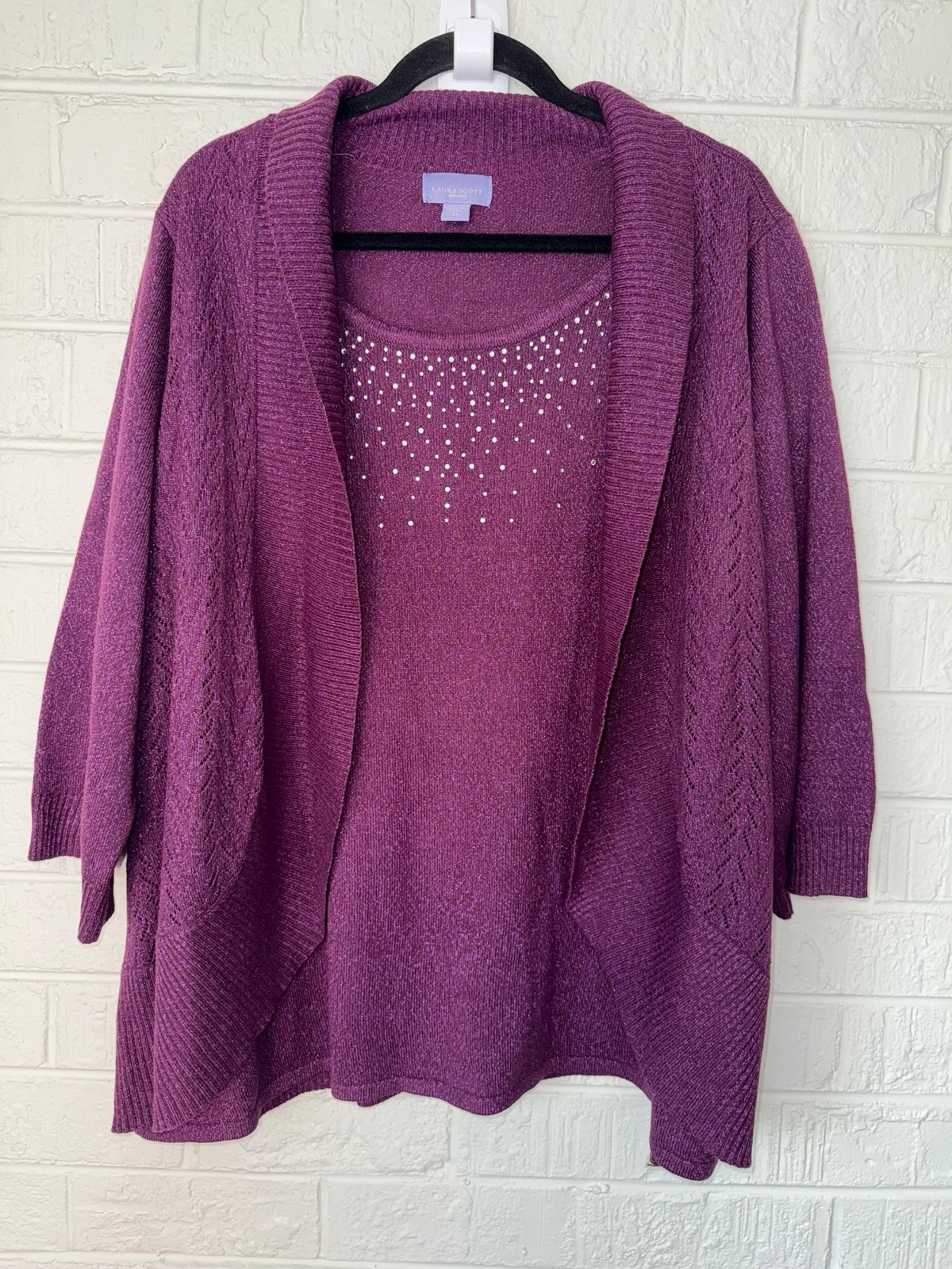 NWOT LAURA SCOTT Sweater 2 Fer Size 2X Magenta ✨
