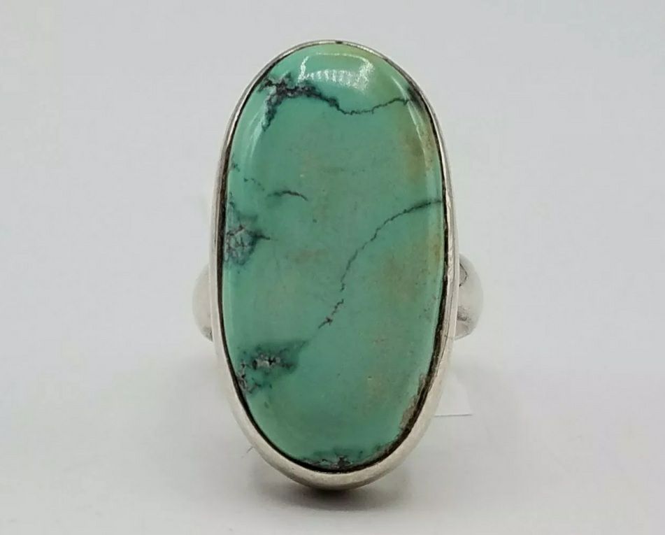Handmade Natural Turquoise Sterling Silver Statement Ring