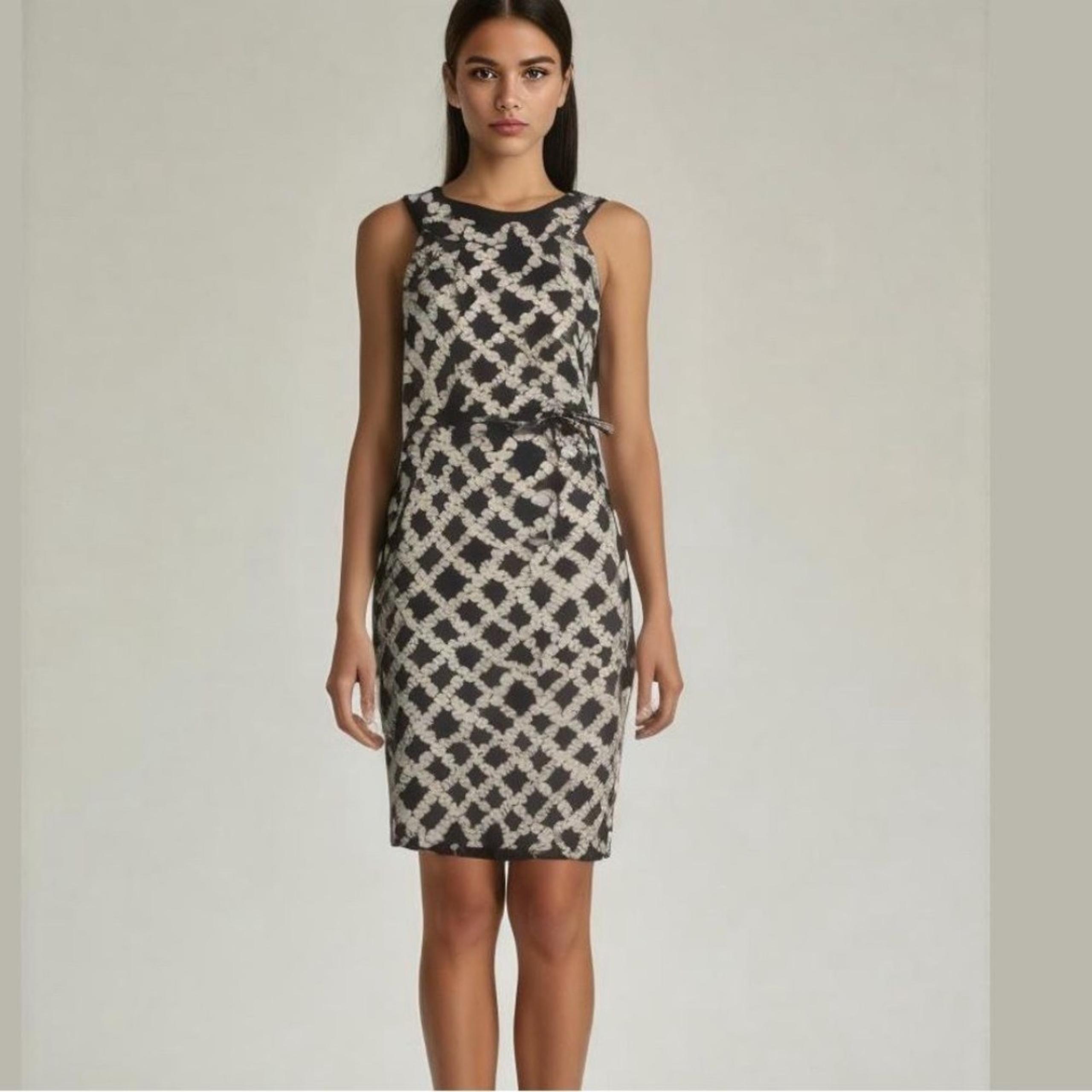 David Meister Pearl Print Knee-Length Sheath Dress black white Size 2 NWT