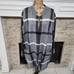Tahari Grey, black and white windowpane duster length cardigan sweater plus 3X