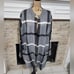 Tahari Grey, black and white windowpane duster length cardigan sweater plus 3X