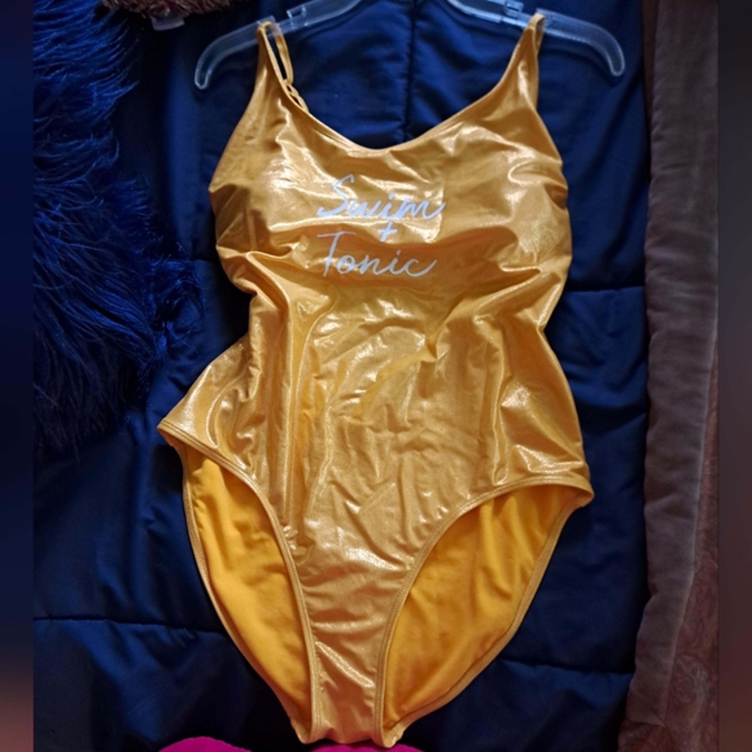 Swimsuit bundle No boundaries one piece shiny gold and two-tone pink and white