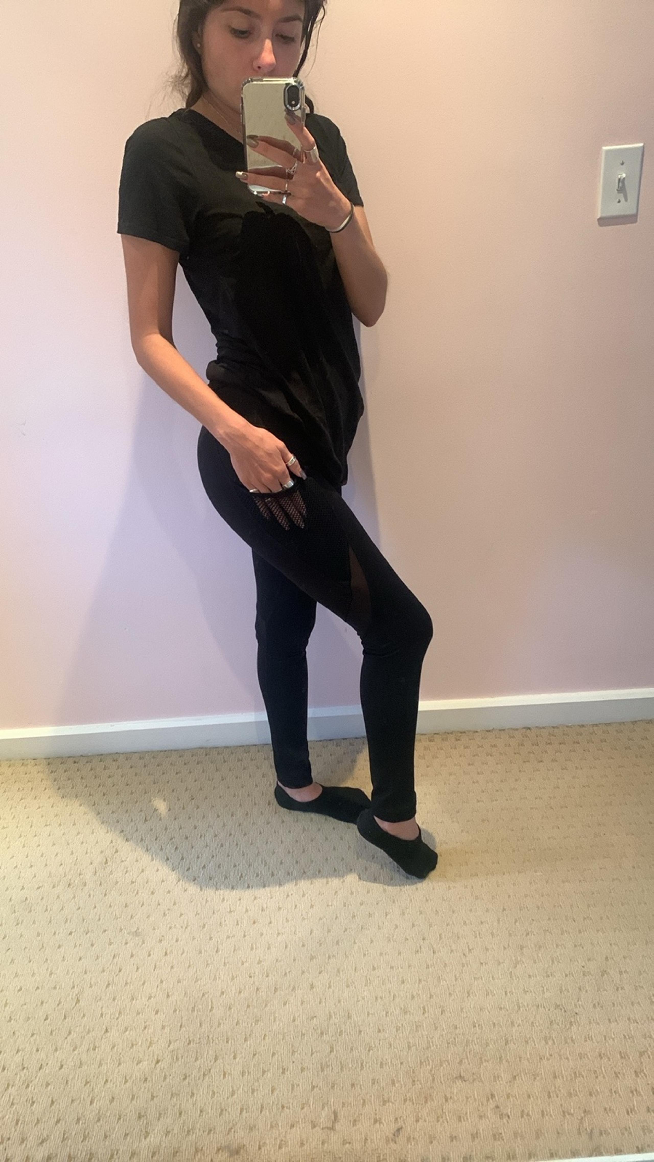 90 degree by reflex black small full length mesh workout leggings high rise