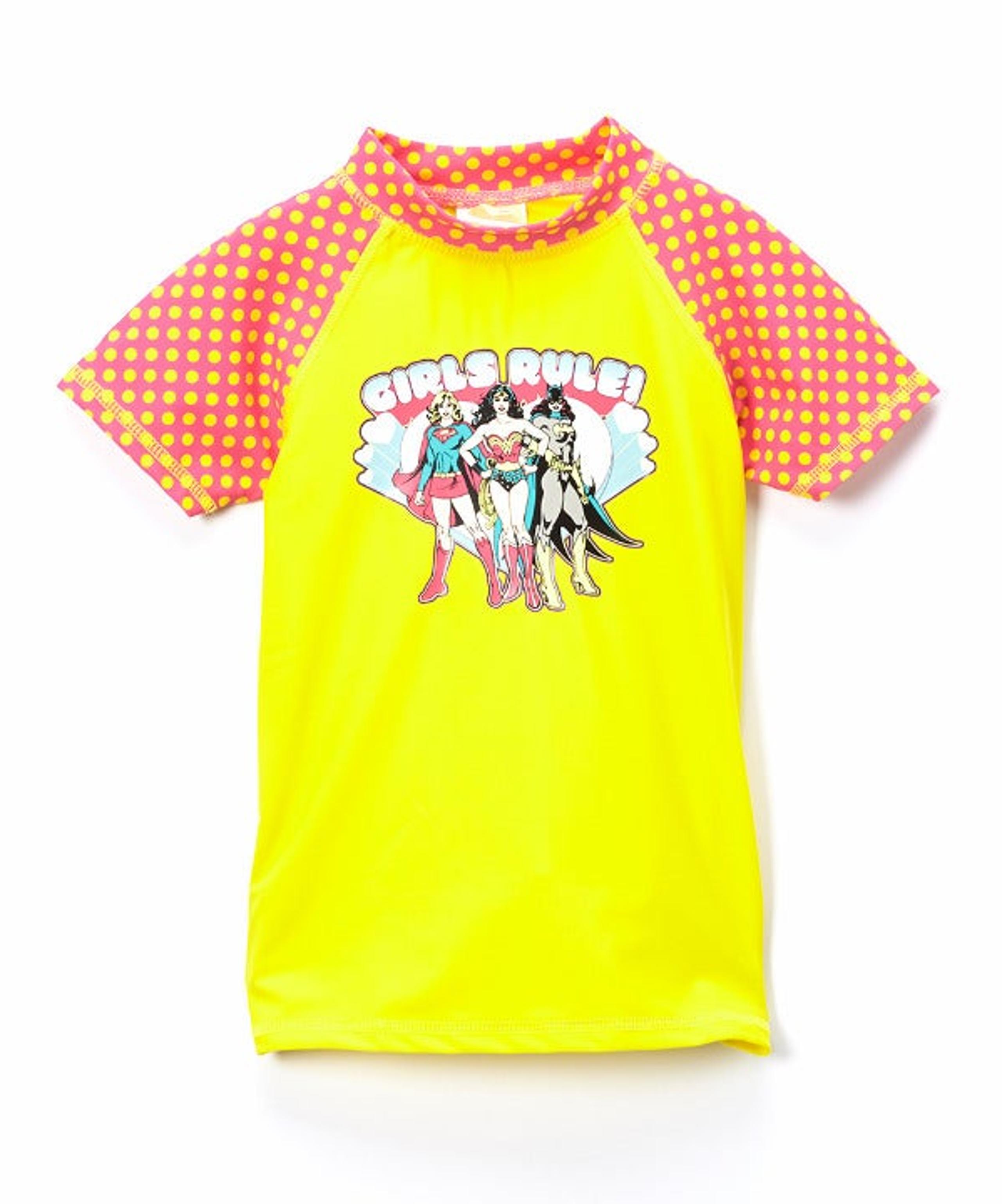 NIP DC Comics Yellow Girl Power Rashguard 2T