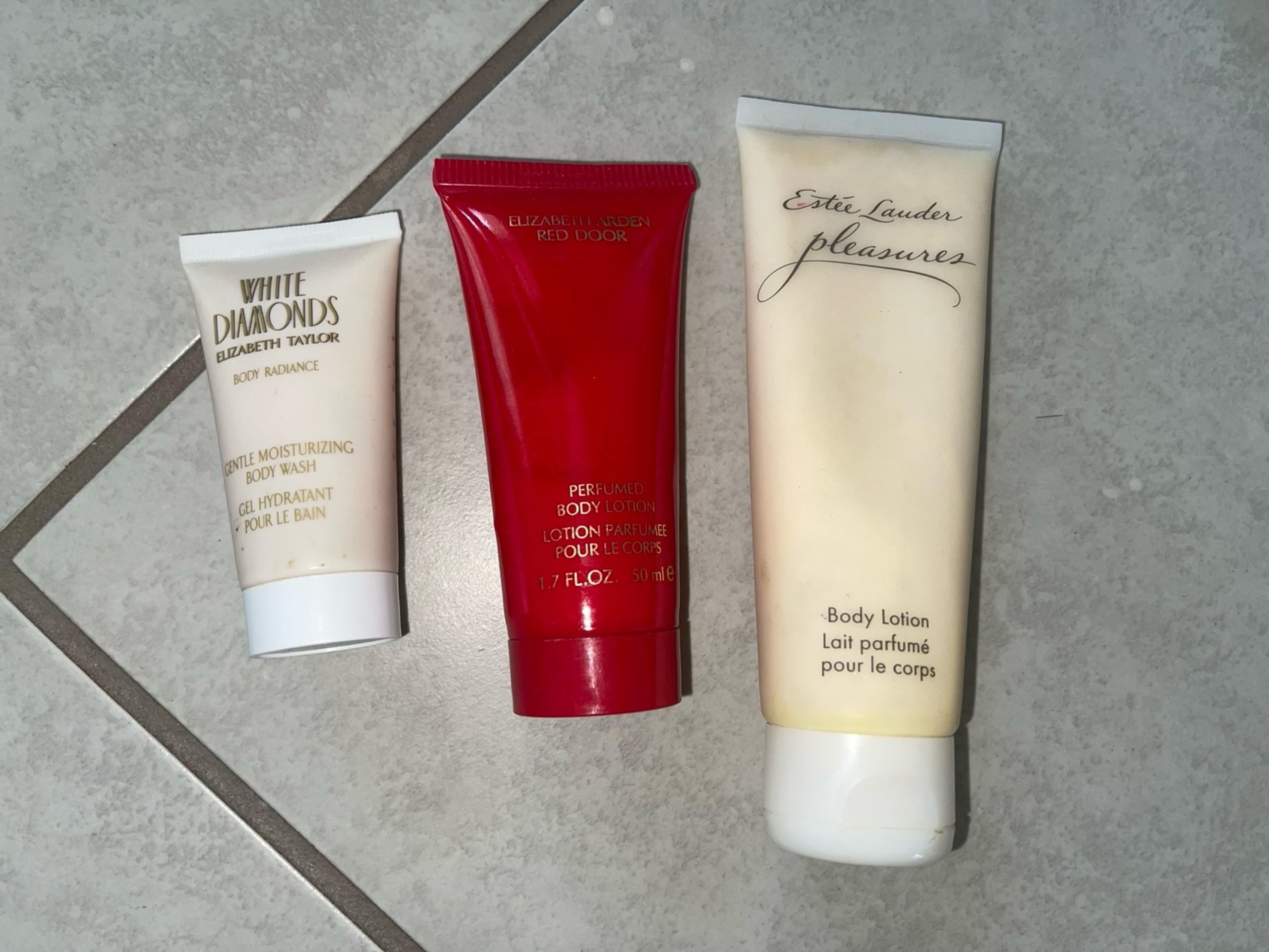 Set of 3 White Diamonds Body Wash Red Door Estee Lauder Pleasures Lotion Vintage
