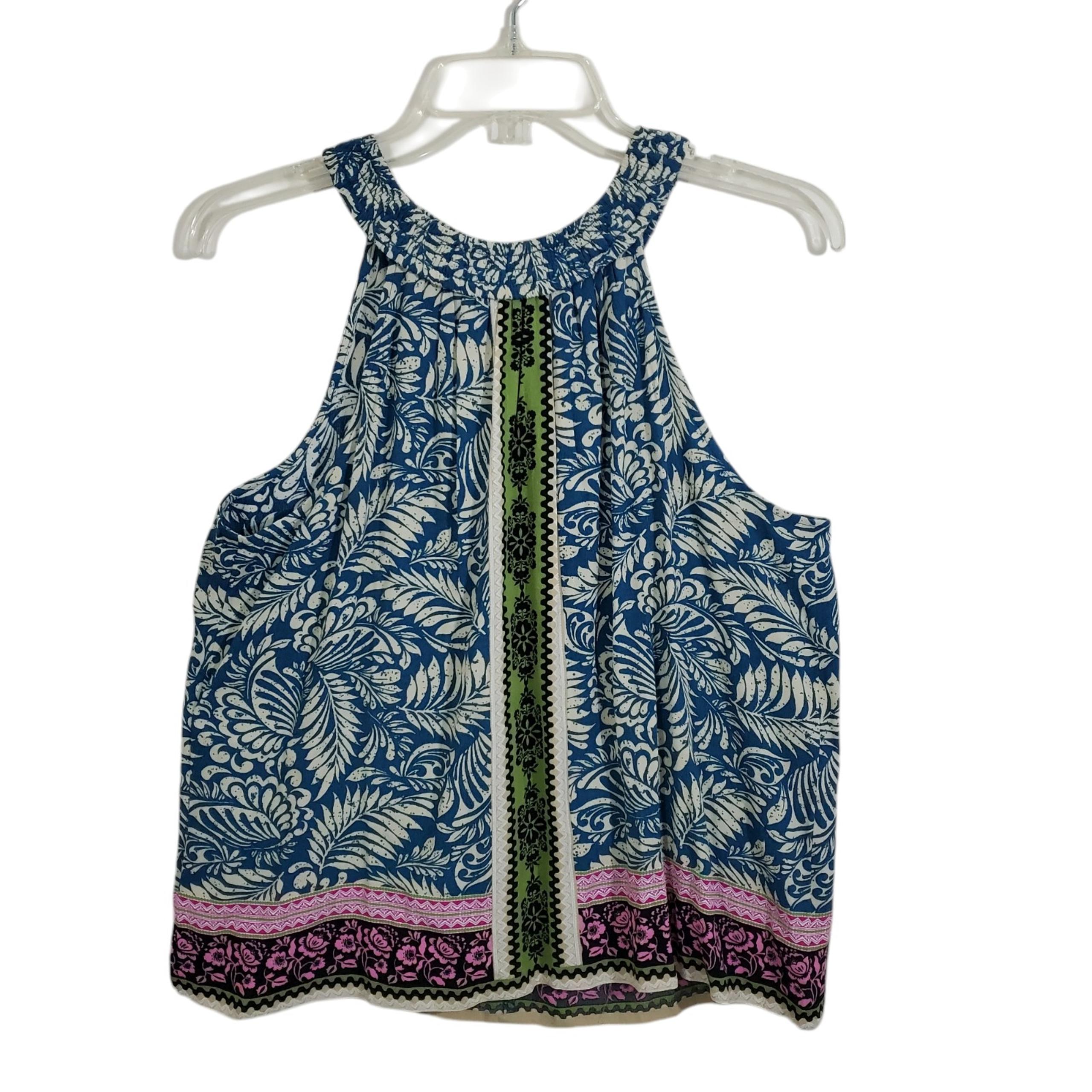 LOFT Palm Smocked Halter Top Boho Hippie Summer NWT Size Medium