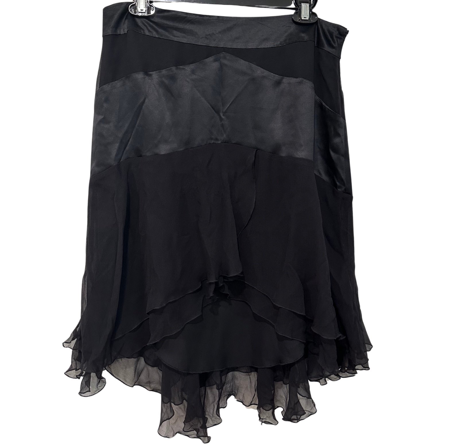 To The Max Asymmetrical Silk Skirt SZ 10 Black Whimsigoth Fairy Grunge Coquette