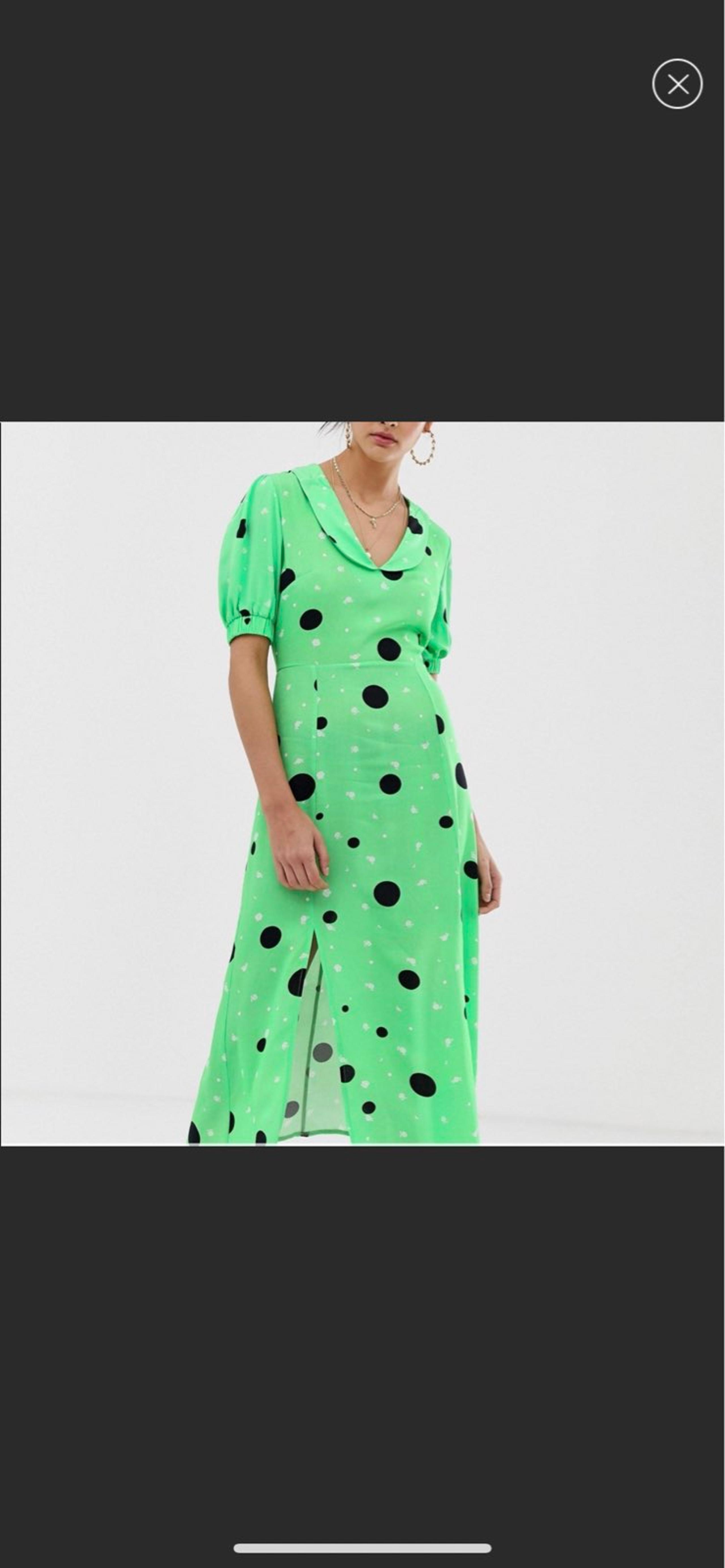 Reclaimed Vintage | Green Polka Dot Midi Dress