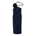 Alfred Sung Dress D850 Oversized Flower One-Shoulder Satin Column navy size 10