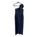 Alfred Sung Dress D850 Oversized Flower One-Shoulder Satin Column navy size 10